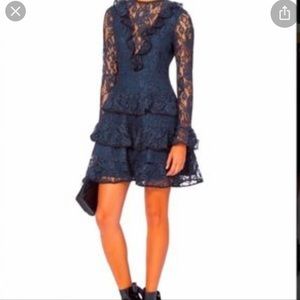 Alexis Navy Lace Ruffle Dress - XS